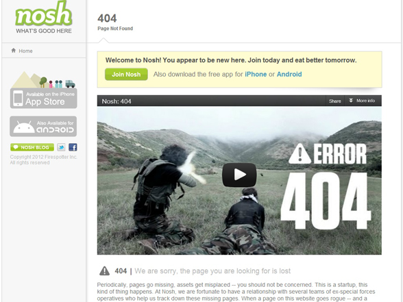 Nosh Me 404 Page