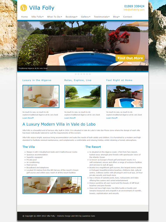 Bespoke WordPress website design for Villa Folly