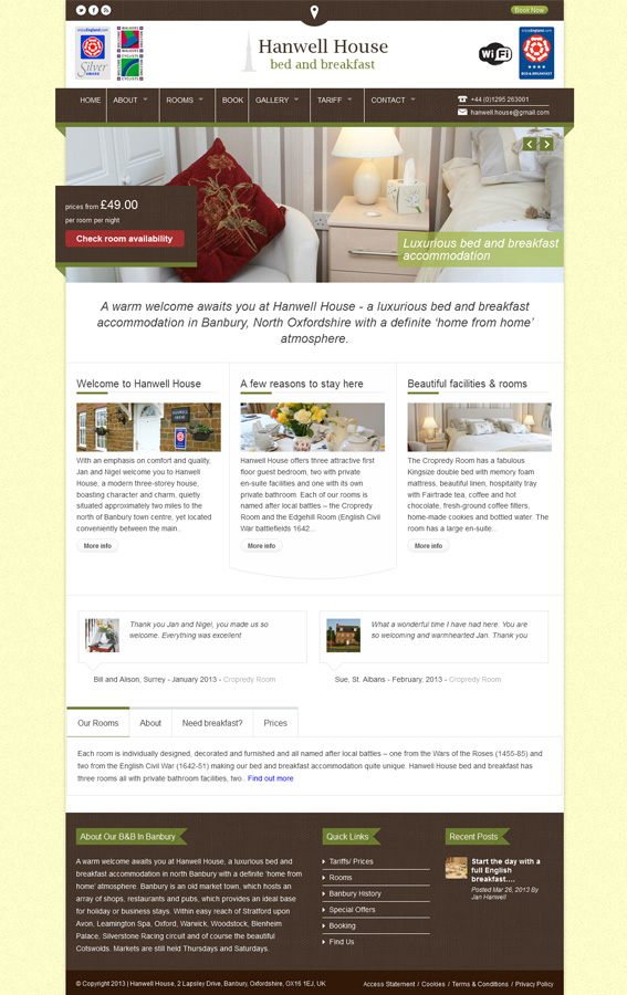 Responsive web design for Hanwell House, Banbury