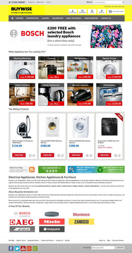 Website design for Buywise Domestics, Banbury