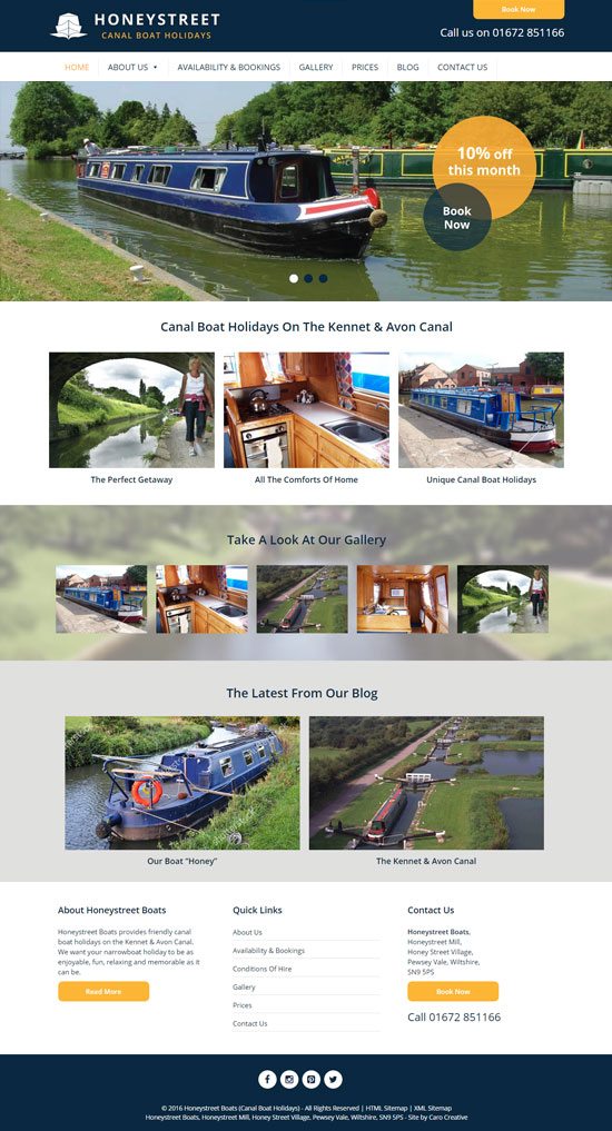 WordPress website design for Honeystreet Boats