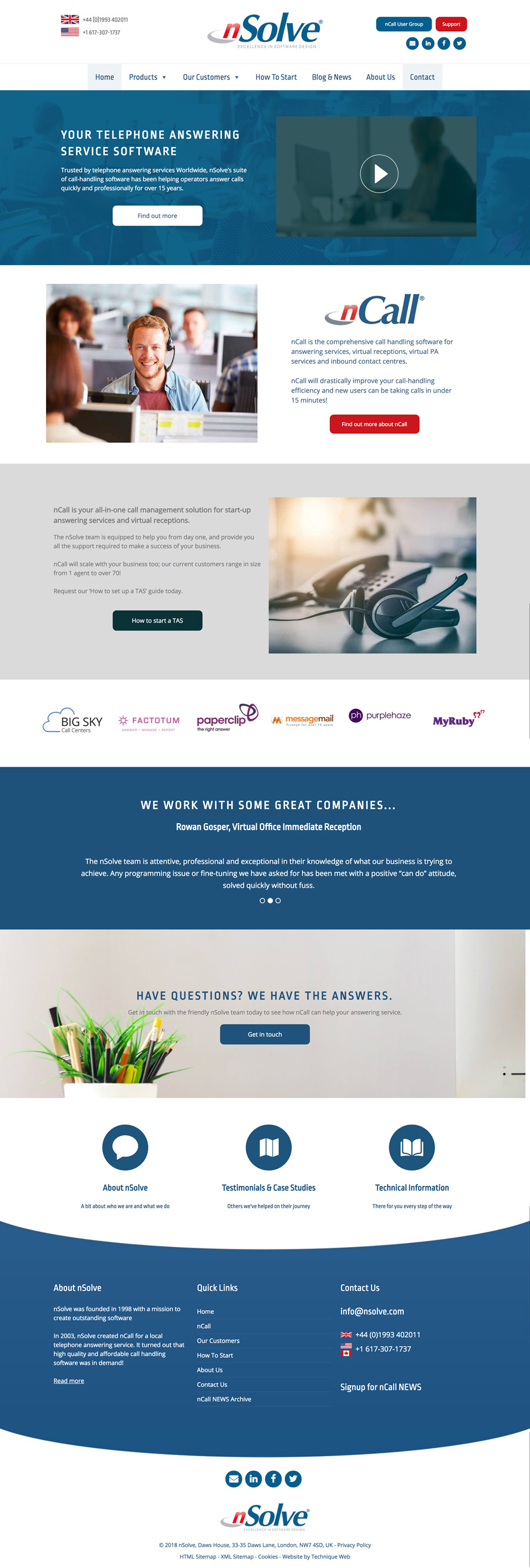 WordPress website design for Oxfordshire based nSolve