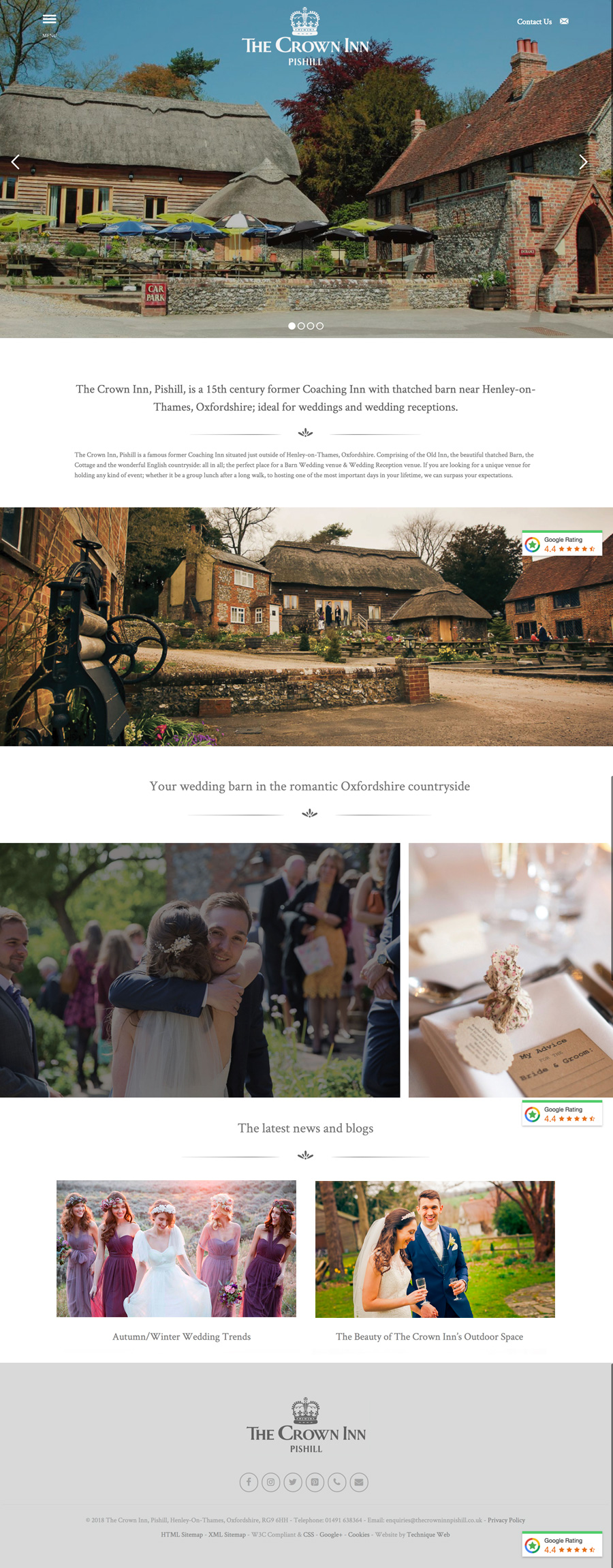 WordPress website design for The Crown Inn, Oxfordshire